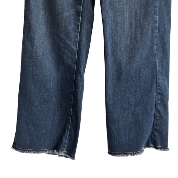 Eileen Fisher Frayed Hem Pull-On Ankle Jeans, Dark Wash, Size S - Picture 4 of 8